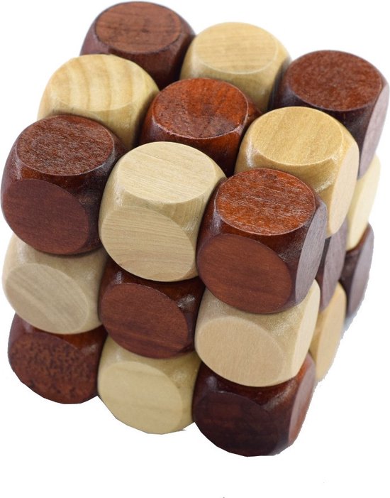Thumbnail van een extra afbeelding van het spel Puzzel kubus houten Cube denkpuzzel