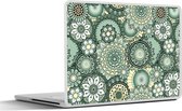 Laptop sticker - 17.3 inch - Bloemen - Groen - Patronen - 40x30cm - Laptopstickers - Laptop skin - Cover