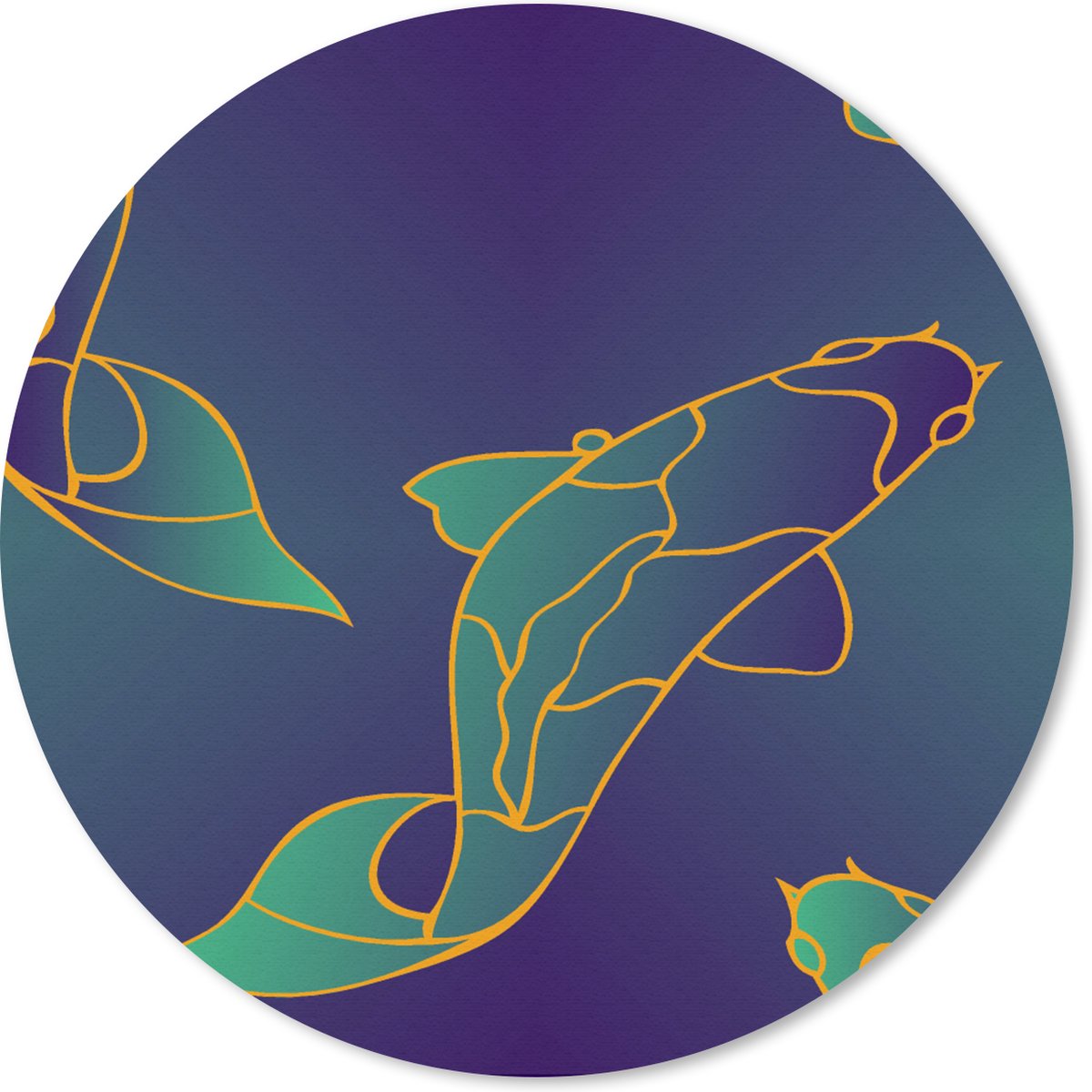 Muismat rond 40x40 cm - Mousepad Patronen - Vis - Koi - Ronde muismatten