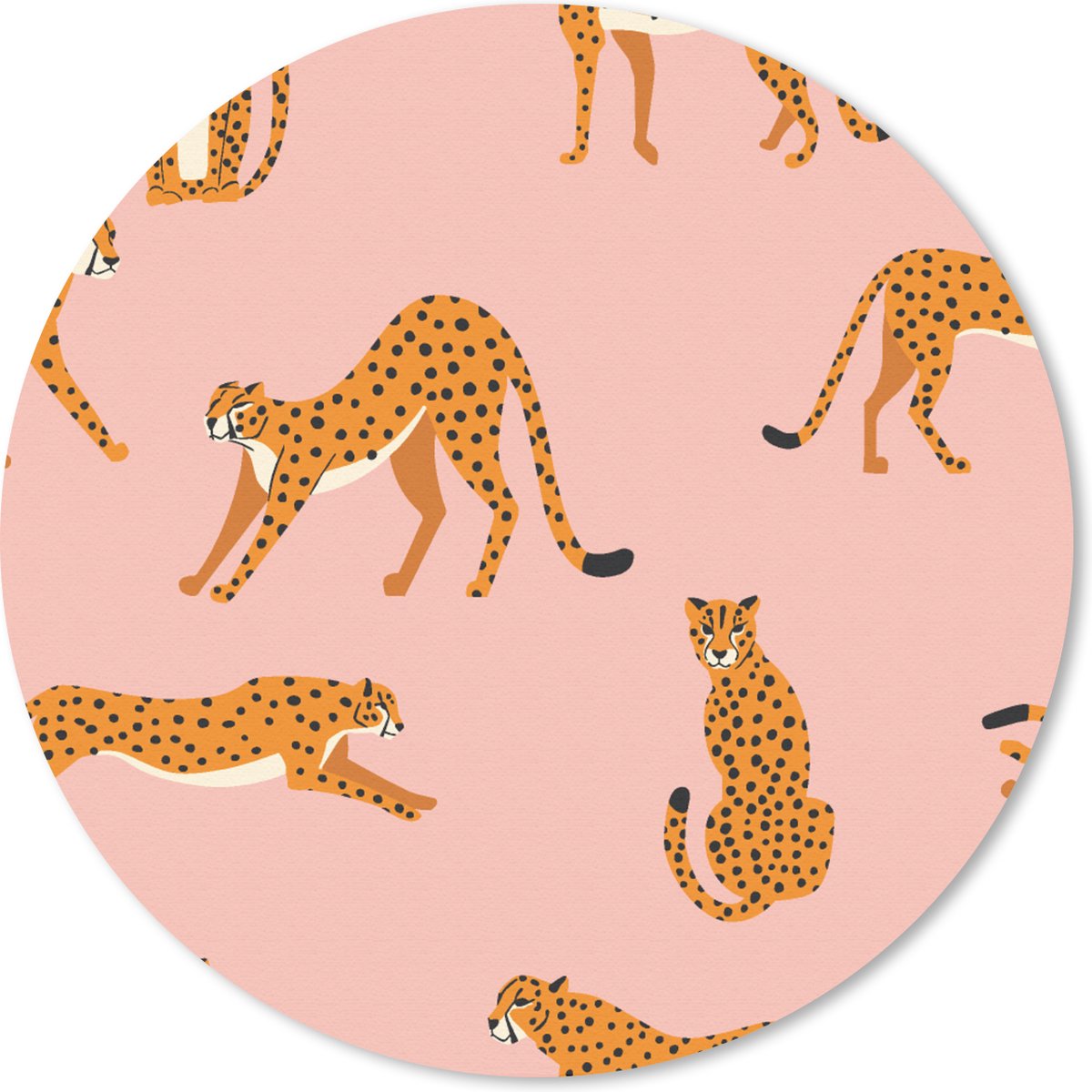 Muismat rond 50x50 cm - Mousepad Cheetah - Patroon - Kat - Ronde muismatten