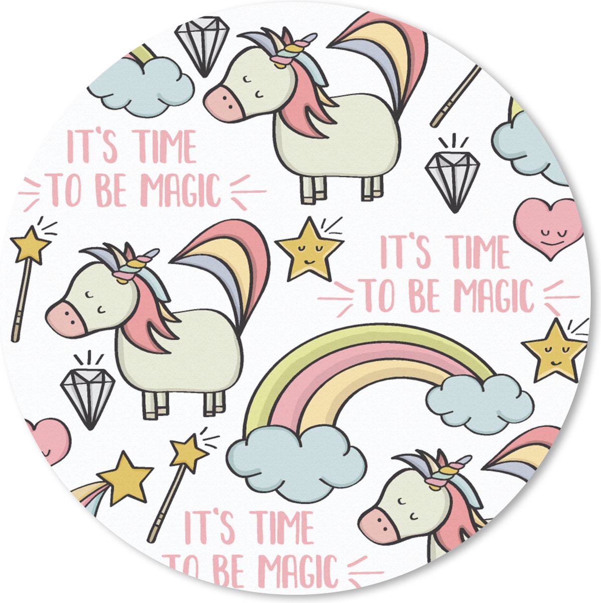 Muismat rond 40x40 cm - Mousepad Regenboog - Unicorn - Diamant - Quotes - Patroon - Ronde muismatten