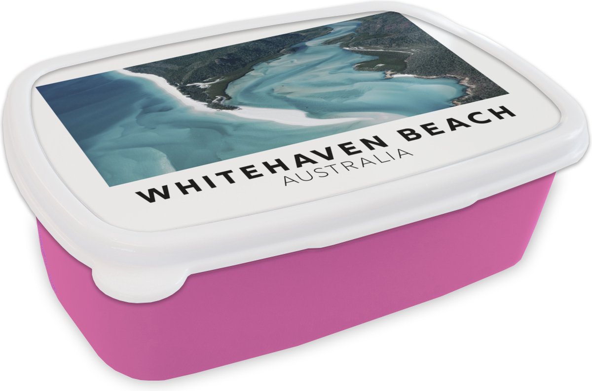 Broodtrommel Roze - Lunchbox - Brooddoos - Australië - Strand - Water - 18x12x6 cm - Kinderen - Meisje