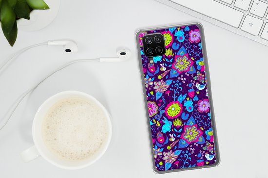 Coque Samsung Galaxy A12 - Filles - Lapin - Rose - Motifs - Coque de téléphone en Siliconen -