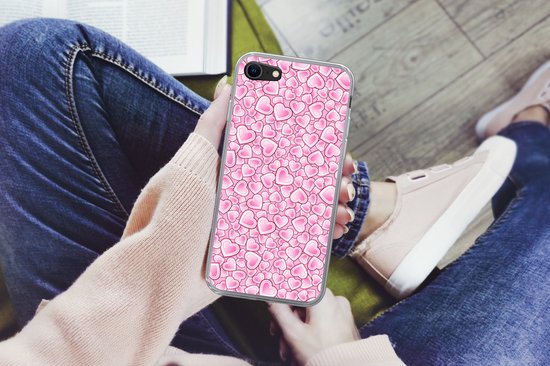 Coque iPhone SE 2020 - Meiden - Hartjes - Rose - Motifs - Fille - Enfant - Enfants - Coque de téléphone en Siliconen