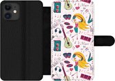 Bookcase Geschikt voor iPhone 11 telefoonhoesje - Meiden - Muziek - Koptelefoon - Patronen - Girl - Roze - Kinderen - Kind - Met vakjes - Wallet case met magneetsluiting