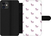 Bookcase Geschikt voor iPhone 12 Pro telefoonhoesje - Meisje - Unicorn - Roze - Patronen - Girl - Kindje - Kinderen - Met vakjes - Wallet case met magneetsluiting