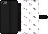 Bookcase Geschikt voor iPhone SE 2020 telefoonhoesje - Meisje - Unicorn - Roze - Patronen - Girl - Kindje - Kinderen - Met vakjes - Wallet case met magneetsluiting