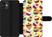 Bookcase Geschikt voor iPhone 11 telefoonhoesje - Meisjes - Cupcake - Patronen - Girl - Kids - Kinderen - Kindje - Met vakjes - Wallet case met magneetsluiting