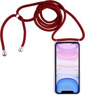 Mobigear Telefoonhoesje geschikt voor Apple iPhone 11 Flexibel TPU | Mobigear Lanyard Hoesje met koord - Transparant /Rood | Transparant,rood