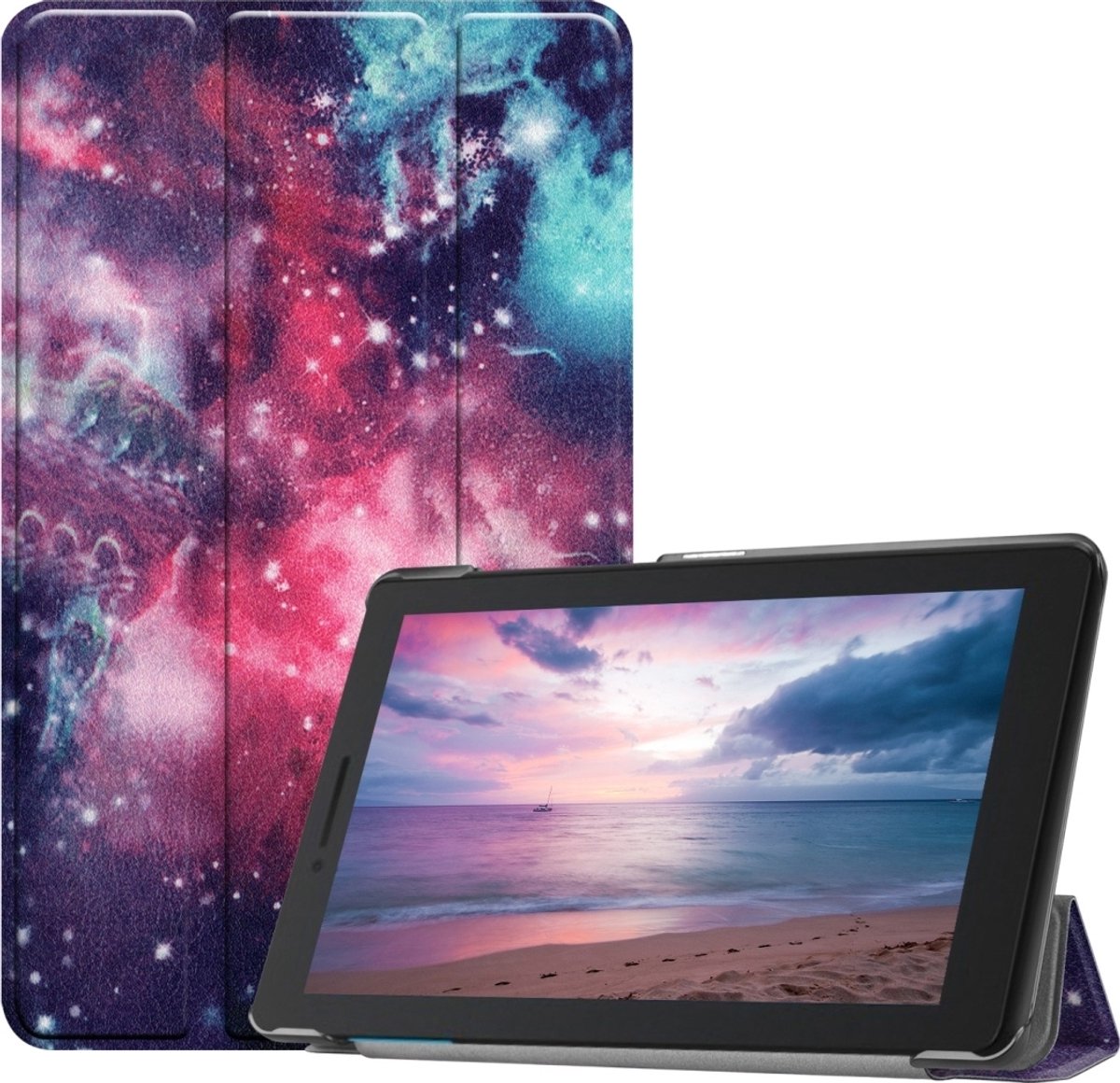 Mobigear Tablethoes geschikt voor Lenovo Tab E8 Hoes | Mobigear Tri-Fold Bookcase - Heelal