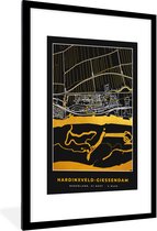 Fotolijst incl. Poster - Hardinxveld-Giessendam - Plattegrond - Goud - Kaart - Stadskaart - 60x90 cm - Posterlijst