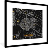 Fotolijst incl. Poster - Duiven - Black and Gold - Stadskaart - Plattegrond - Kaart - 40x40 cm - Posterlijst