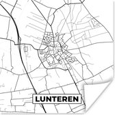 Poster Lunteren - Stadskaart - Kaart - Plattegrond - Nederland - Zwart Wit - 30x30 cm