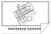 Poster Plattegrond – Amsterdam Zuidoost – Zwart Wit – Stadskaart - Kaart - 30x20 cm