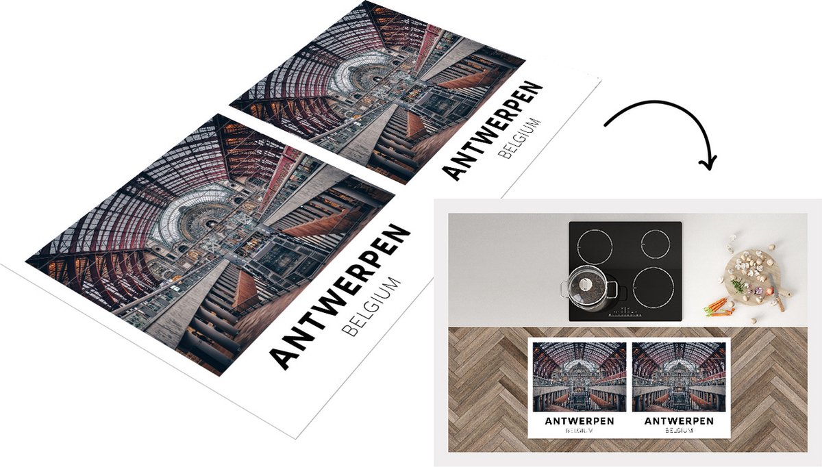KitchenYeah Keukenloper - Loper keuken - Antwerpen - België - Architectuur - 120x60 cm - Keukenloper vinyl Multicolor