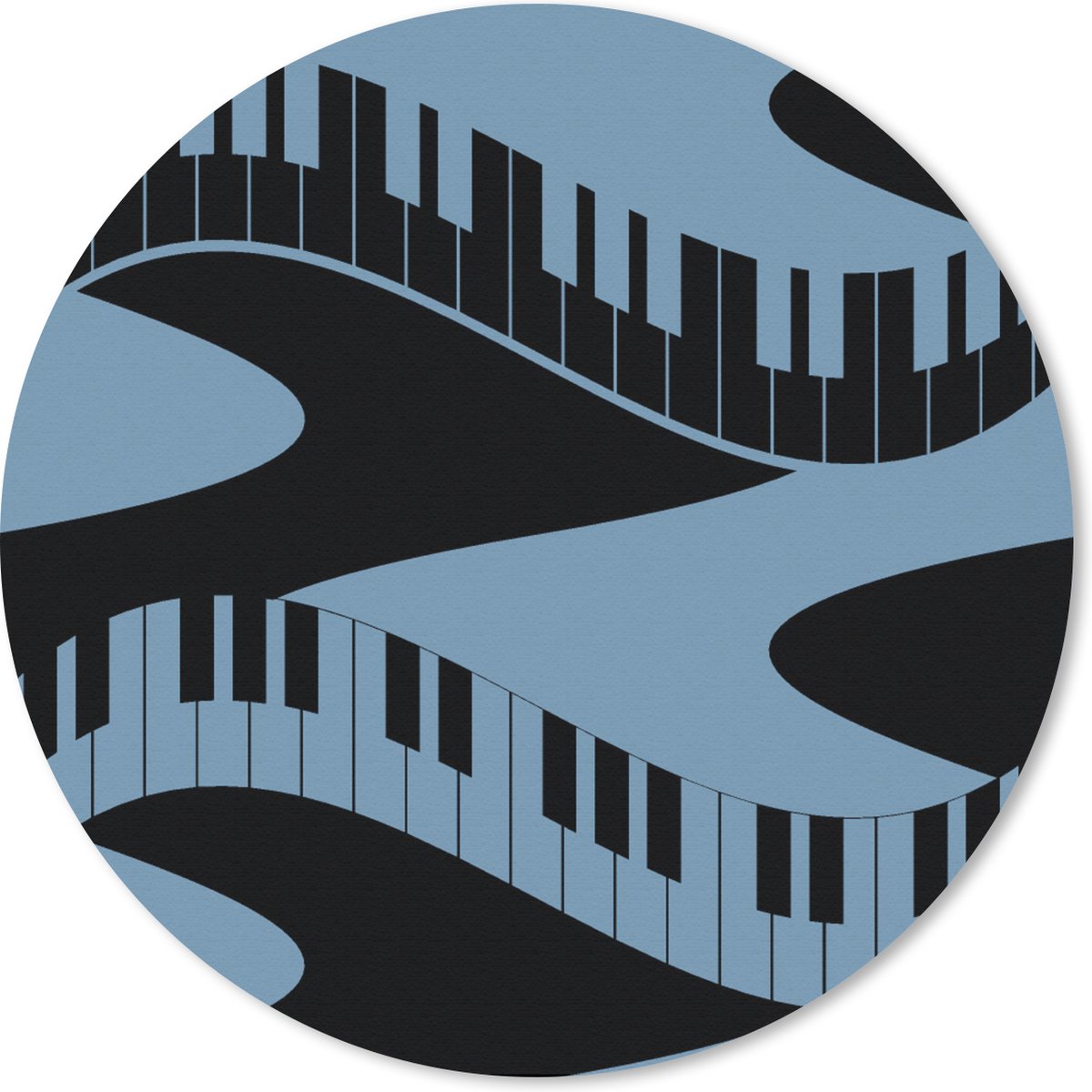 Muismat rond 40x40 cm - Mousepad Patronen - Piano - Blauw - Jaren 20 - Ronde muismatten