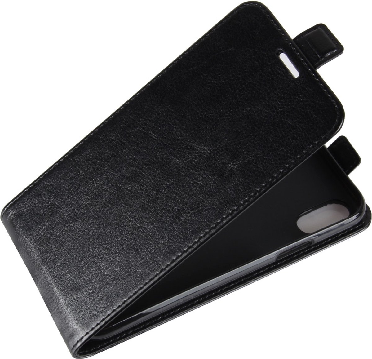 Mobigear Telefoonhoesje geschikt voor Apple iPhone X Hoesje | Mobigear Flipcase | Pasjeshouder voor 1 Pasje | Telefoonhoesje voor Pinpas / OV Kaart / Rijbewijs - Zwart