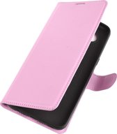 Mobigear Telefoonhoesje geschikt voor LG K61 Hoesje | Mobigear Classic Bookcase Portemonnee | Pasjeshouder voor 3 Pasjes | Telefoonhoesje voor Pinpas / OV Kaart / Rijbewijs - Roze