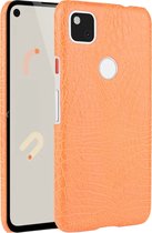 Mobigear Hoesje geschikt voor Google Pixel 4a Telefoonhoesje Hardcase | Mobigear Croco Backcover | Pixel 4a Case | Back Cover - Oranje