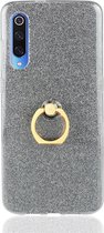Mobigear Hoesje geschikt voor Xiaomi Mi 9 Telefoonhoesje Flexibel TPU | Mobigear Glitter Ring Backcover met Ringhouder | Mi 9 Case | Back Cover - Zwart