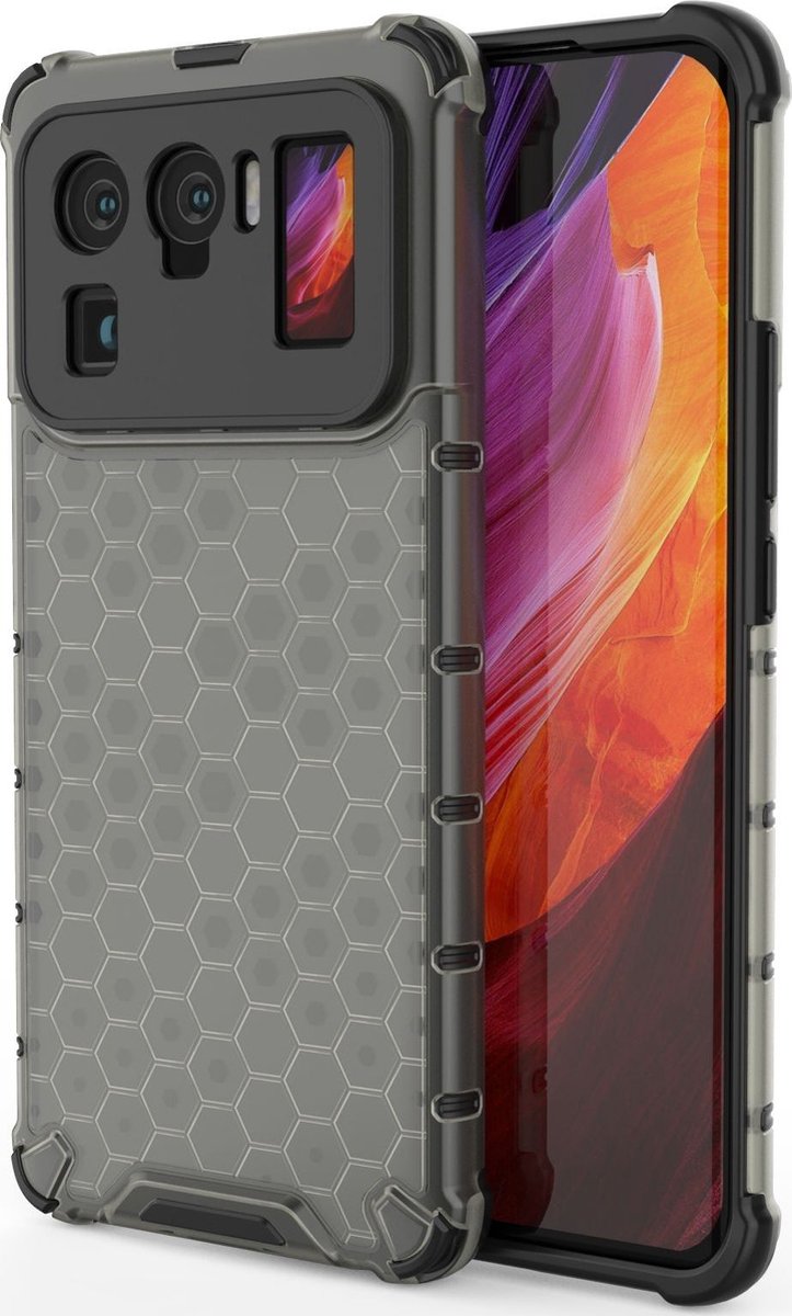 Mobigear Hoesje geschikt voor Xiaomi Mi 11 Ultra Telefoonhoesje Hardcase | Mobigear Honeycomb Backcover Shockproof | Schokbestendig Mi 11 Ultra Telefoonhoesje | Anti Shock Proof - Zwart