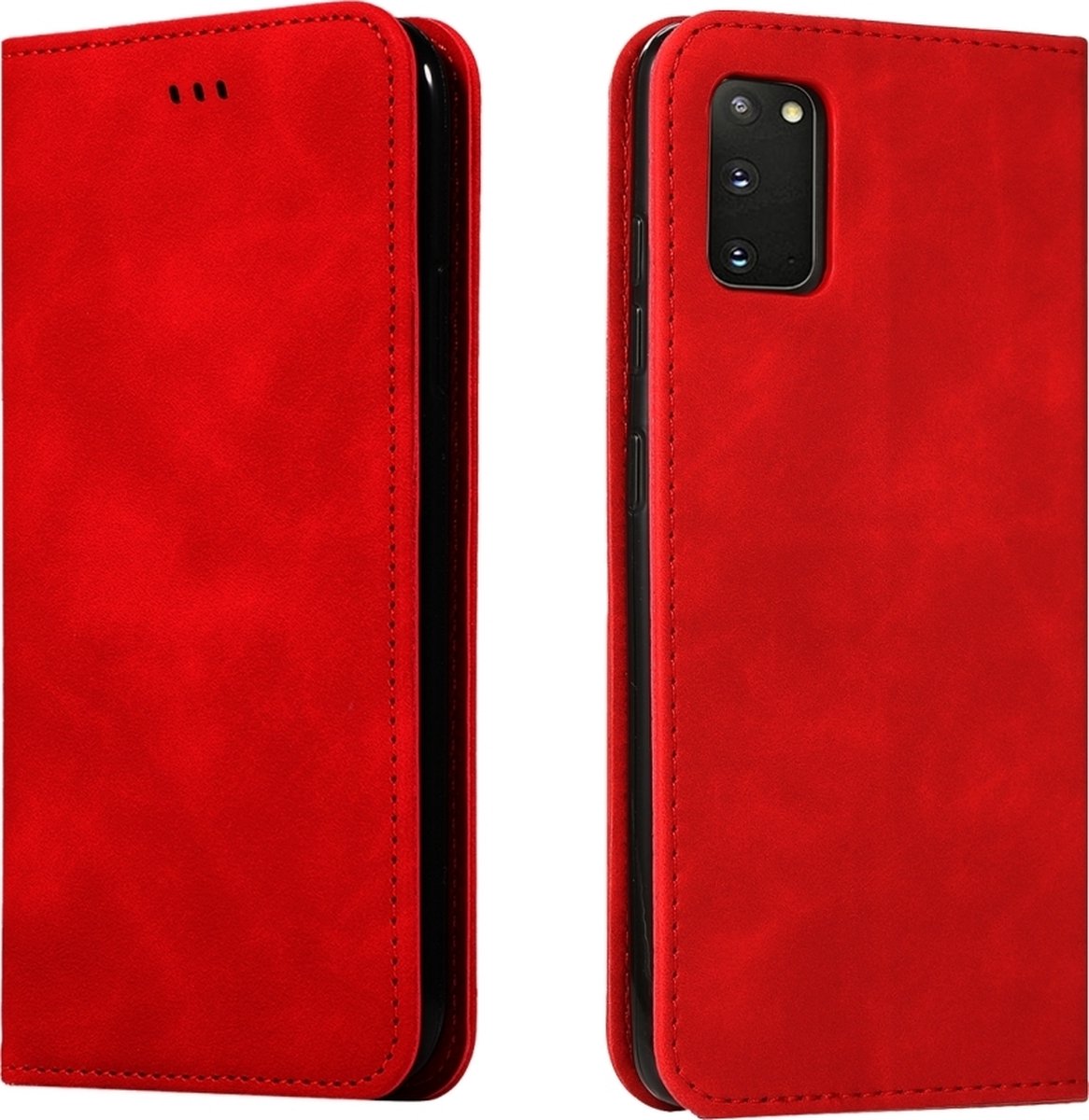 Mobigear Telefoonhoesje geschikt voor Samsung Galaxy S20 Hoesje | Mobigear Retro Slim Bookcase Portemonnee | Pasjeshouder voor 2 Pasjes | Telefoonhoesje voor Pinpas / OV Kaart / Rijbewijs - Rood