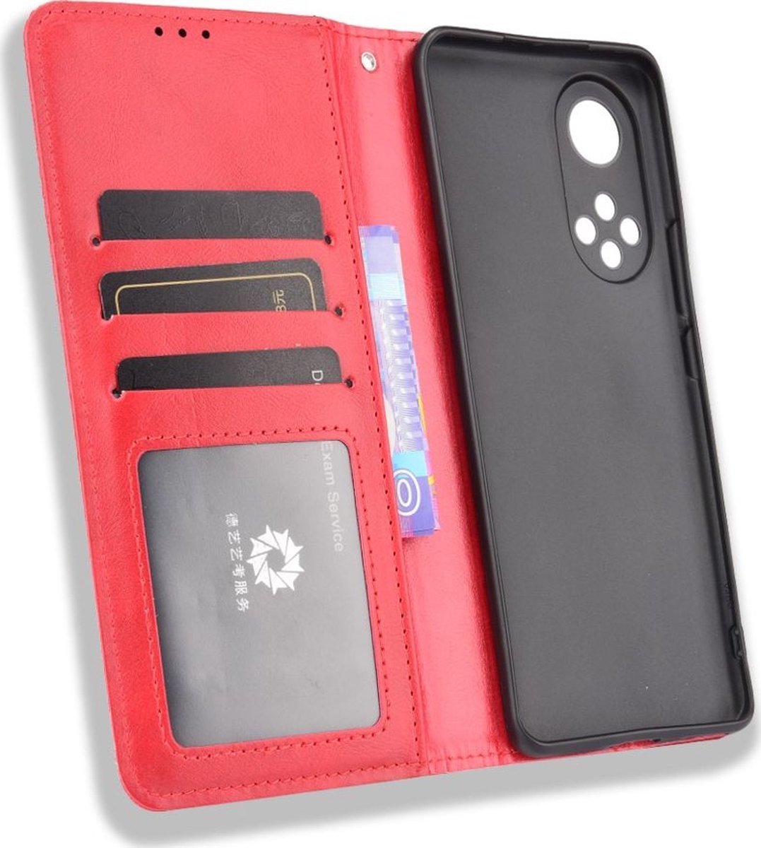 Mobigear Telefoonhoesje geschikt voor HONOR 50 Hoesje | Mobigear Sensation Bookcase Portemonnee | Pasjeshouder voor 3 Pasjes | Telefoonhoesje voor Pinpas / OV Kaart / Rijbewijs - Rood