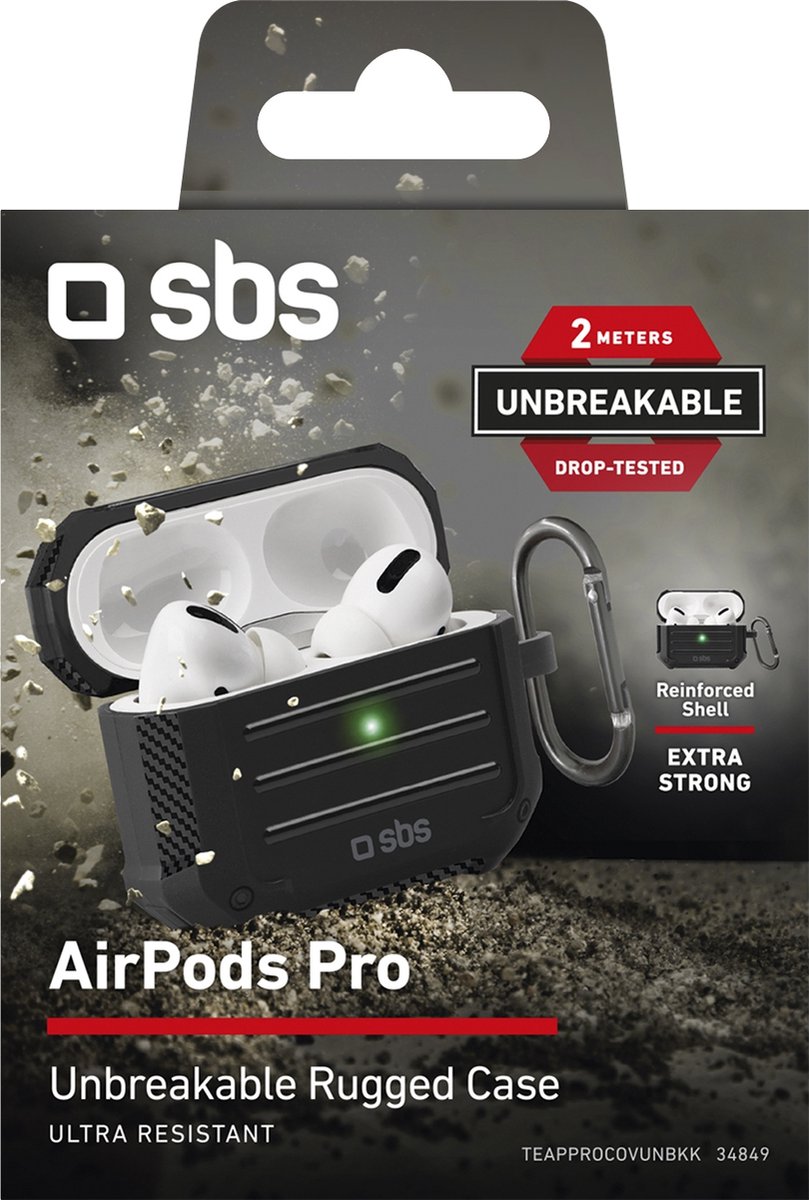 SBS Shockproof TPU Hoesje voor Apple AirPods Pro 1 - Zwart