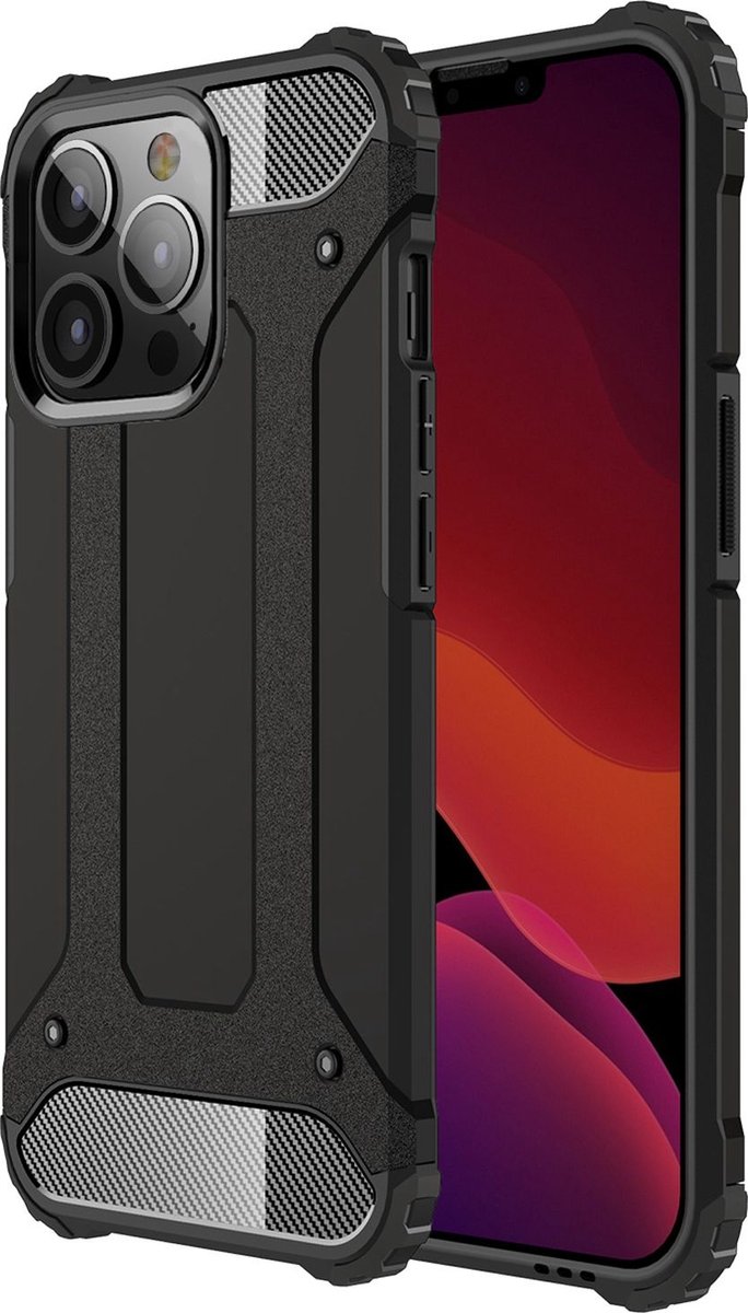 Mobigear Hoesje geschikt voor Apple iPhone 13 Pro Max Telefoonhoesje Hardcase | Mobigear Outdoor Backcover Shockproof | Schokbestendig iPhone 13 Pro Max Telefoonhoesje | Anti Shock Proof - Zwart
