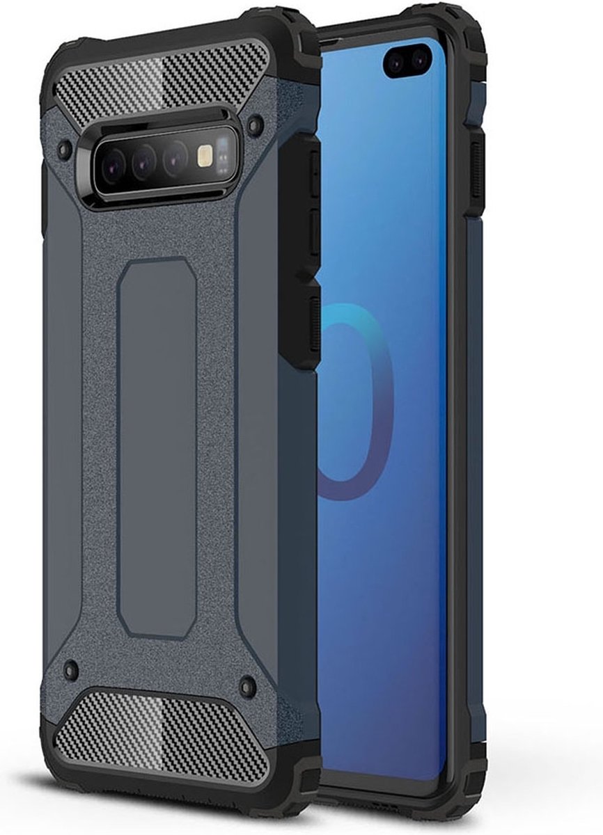 Mobigear Hoesje geschikt voor Samsung Galaxy S10 Plus Telefoonhoesje Hardcase | Mobigear Outdoor Backcover Shockproof | Schokbestendig Galaxy S10 Plus Telefoonhoesje | Anti Shock Proof - Marineblauw