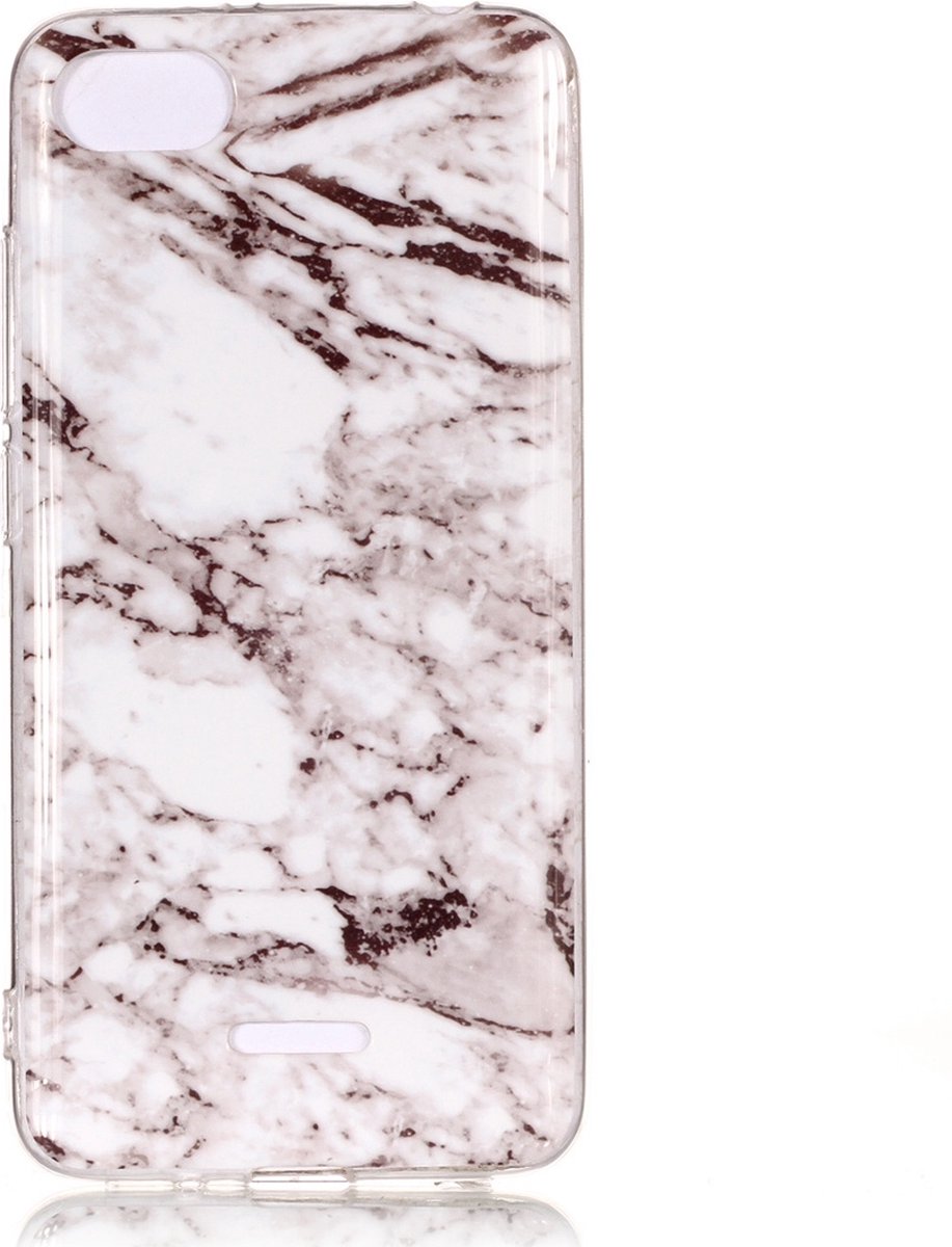 Mobigear Hoesje geschikt voor Xiaomi Redmi 6A Telefoonhoesje Flexibel TPU | Mobigear Marble Backcover | Redmi 6A Case | Back Cover - Wit