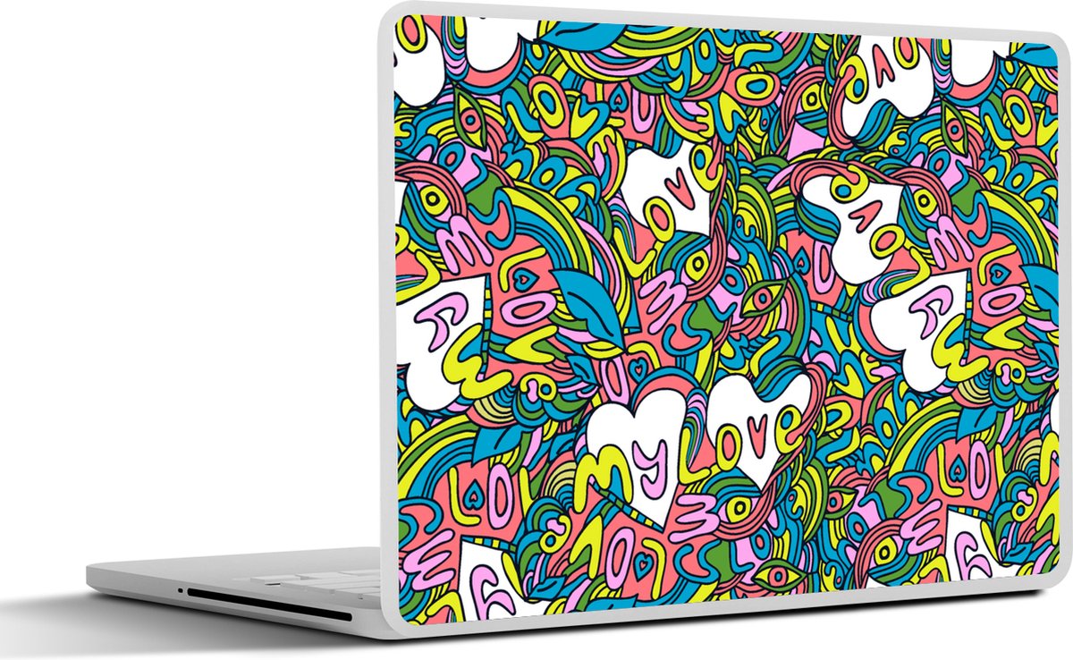 Laptop sticker - 11.6 inch - Meisje - Liefde - Patronen - Love - Girl - Kids - Kinderen - 30x21cm - Laptopstickers - Laptop skin - Cover