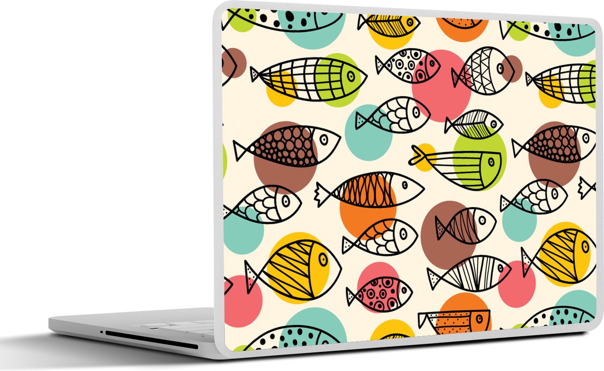 Laptop sticker - 13.3 inch - Stippen - Vis - Regenboog - 31x22,5cm - Laptopstickers - Laptop skin - Cover