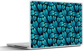 Laptop sticker - 14 inch - Jungle - Blauw - Blad - Planten - Patroon - 32x5x23x5cm - Laptopstickers - Laptop skin - Cover