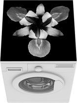 Wasmachine beschermer mat - Blauwe Iris close-up - zwart wit - Breedte 60 cm x hoogte 60 cm