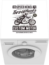 Wasmachine beschermer mat - Motor - Helm - Tekening - Retro - Breedte 60 cm x hoogte 60 cm