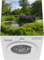 Wasmachine beschermer mat - Japanse irisbloemen - Vijver - Bomen - Breedte 60 cm x hoogte 60 cm
