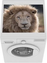 Wasmachine beschermer mat - Leeuw - Dier - Wit - Breedte 55 cm x hoogte 45 cm