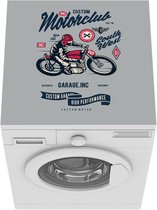 Wasmachine beschermer mat - Motorfiets - Helm - Vintage - Tekening - Breedte 60 cm x hoogte 60 cm