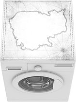 Wasmachine beschermer mat - Illustratie van het land Cambodja op een antieke kaart - zwart wit - Breedte 60 cm x hoogte 60 cm