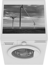 Wasmachine beschermer mat - Windmolen - Wolk - Zwart - Wit - Breedte 55 cm x hoogte 45 cm