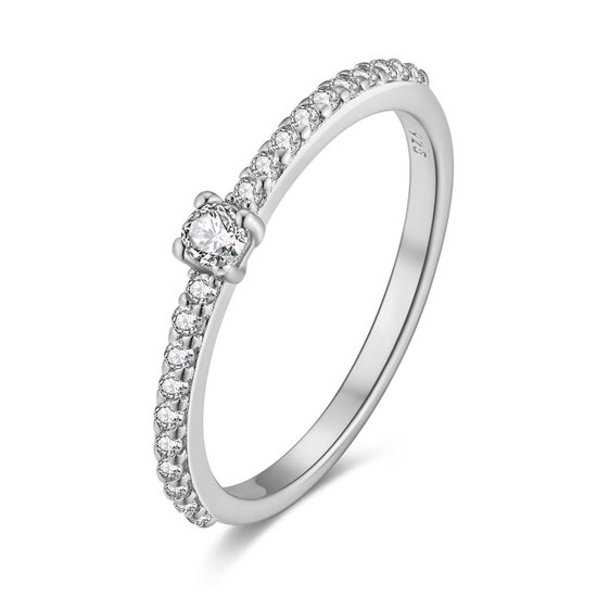 Twice As Nice Ring in zilver, 1 zirkonia, 3 mm, kleine zirkonia 56