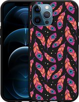 iPhone 12 Pro Max Hoesje Zwart Feather Art - Designed by Cazy