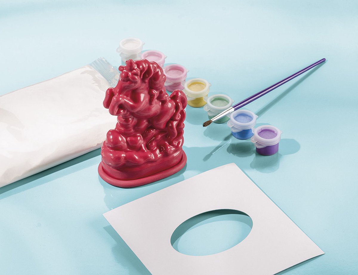 Totum Unicorn gips gieten en beschilderen knutselset 2 eenhoorns incl. gips, herbruikbare mal en 5 kleuren verf speelgoed vanaf 5 jaar — afbeelding 14