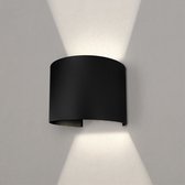 Ledvion Dimbare LED Wandlamp Buiten Rond Zwart - Tweezijdig - 3000K - 7W