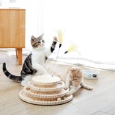 Kattenspeelgoed voor huisdieren - Combineren met bal - voor katten Kitten - Natuurlijke sisal - Grappig - Interactief speelgoed - Massief hout