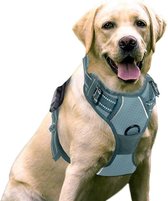 Sharon B - Hondentuigje - voor grotere honden - grijs - maat L - No pull - Anti trek - Reflecterend - Verstelbaar 50-65 cm