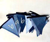 Vlaggenlijn geboorte, geboorteslinger, stoffen slinger, blauw, handgemaakt