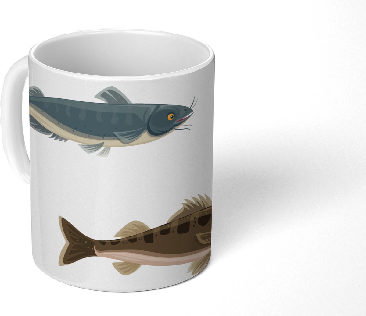 Mok - Koffiemok - Een illustratie van zes gekleurde vissen - Mokken - 350 ML - Beker - Koffiemokken - Theemok
