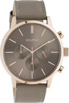 OOZOO Timepieces - Rosé gouden horloge met taupe leren band - C10916 - Ø45